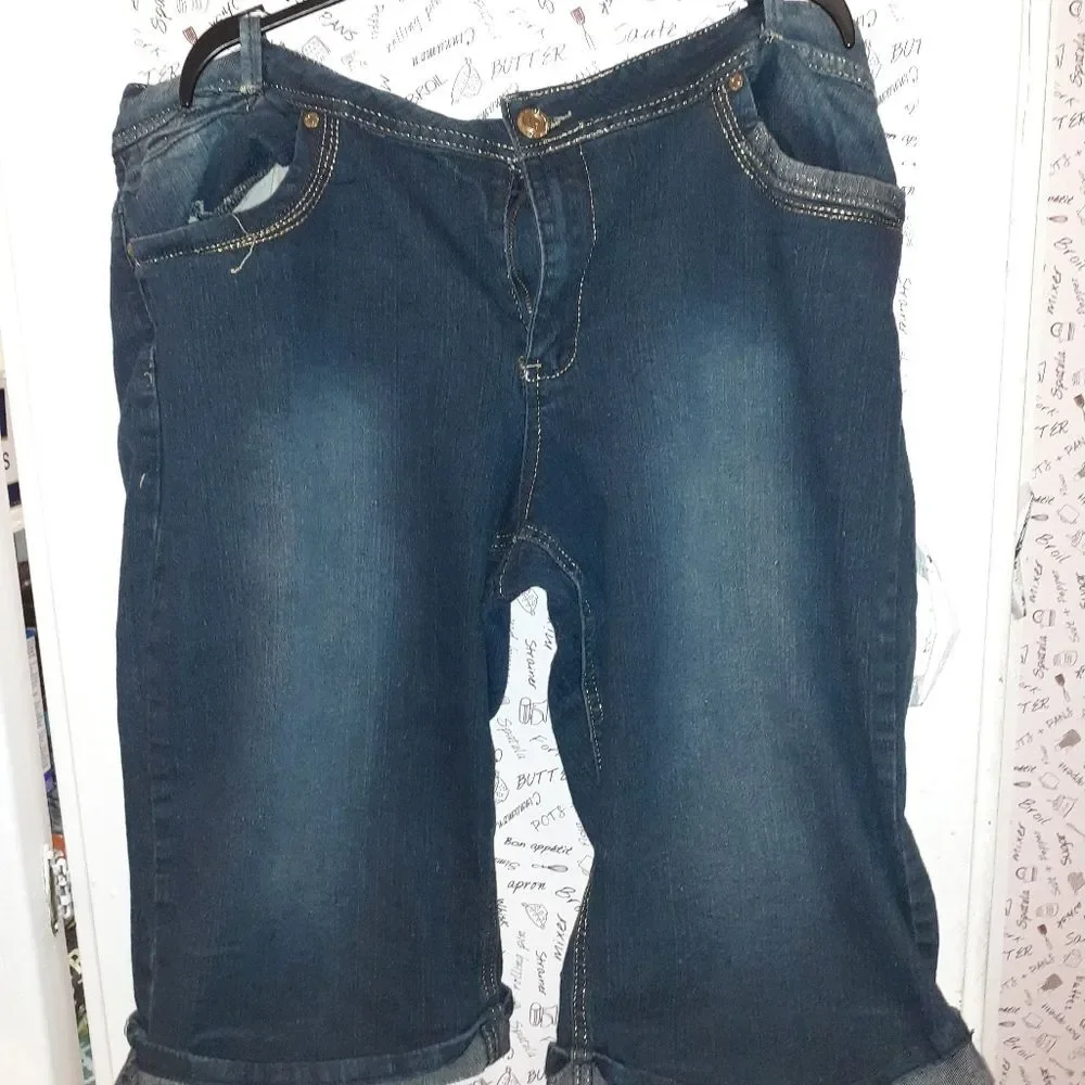 Denim Long Dark Washed Long Shorts 22